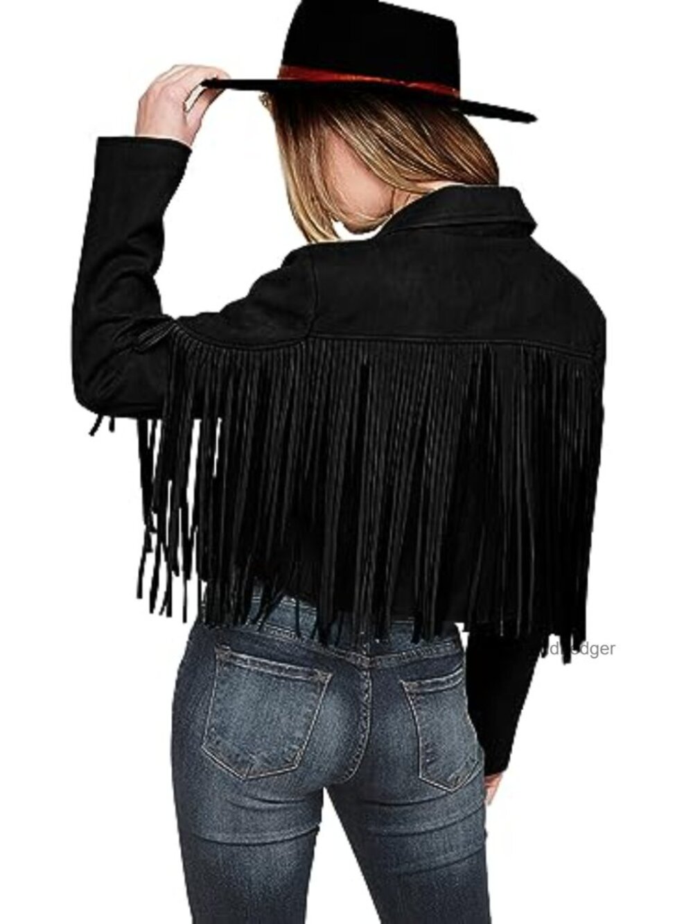 Faux Suede Fringe Cropped Moto Jacket Long Sleeve Notch Collar